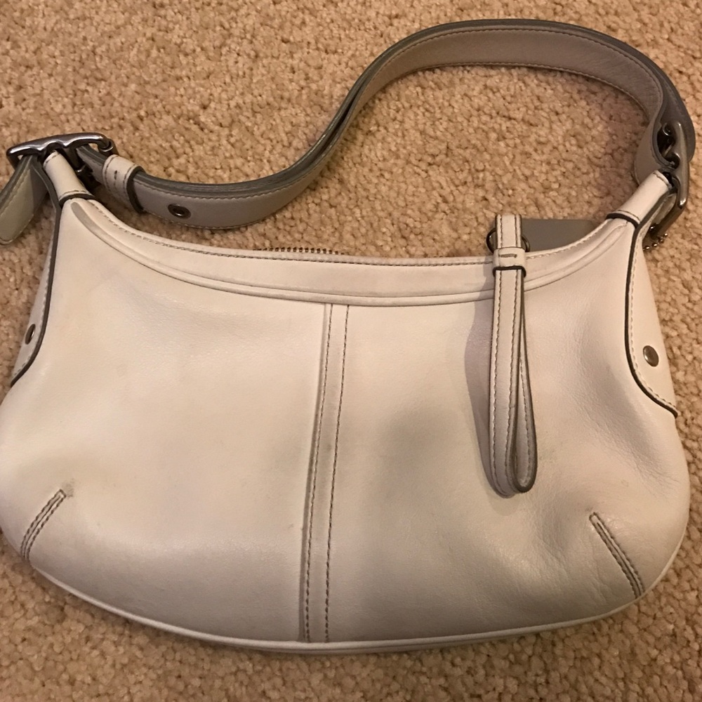 White leather Coach handbag